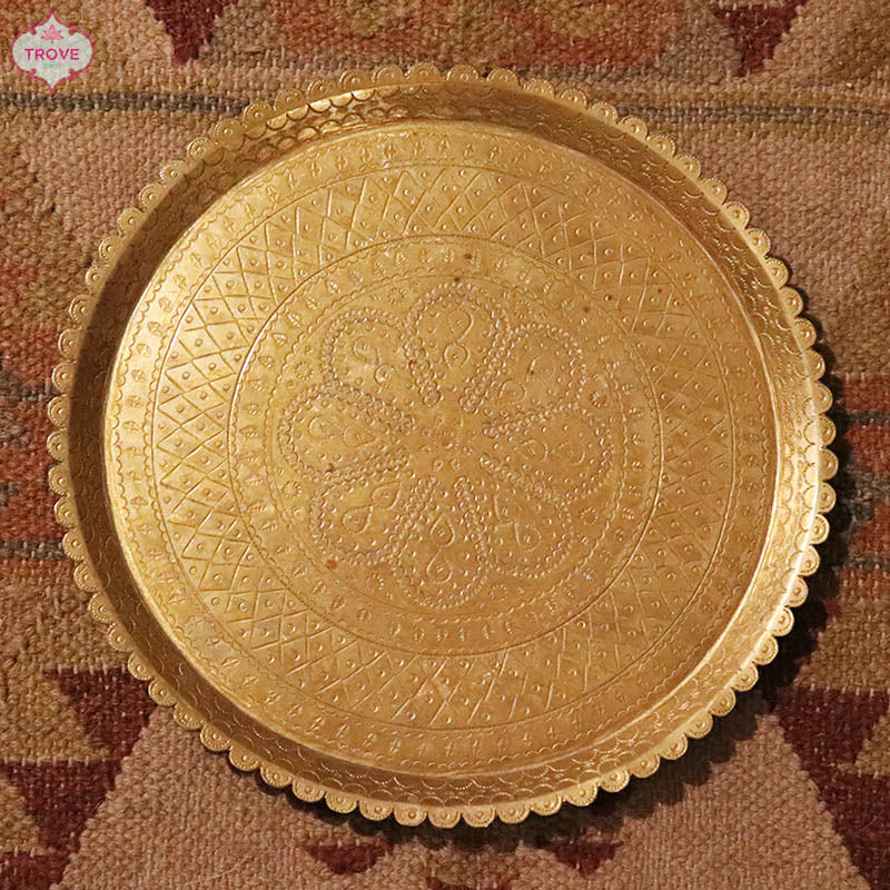 Hand-etched Traditional Brass Serving Thali / Tray - Image 5