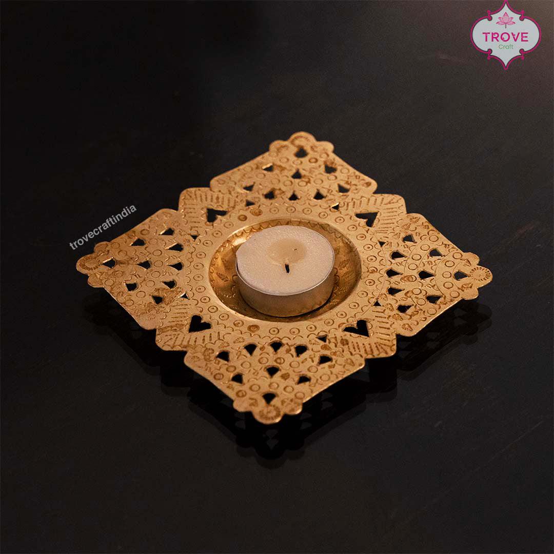 Hand-etched Brass Tea Light Holders Diyas - Image 10