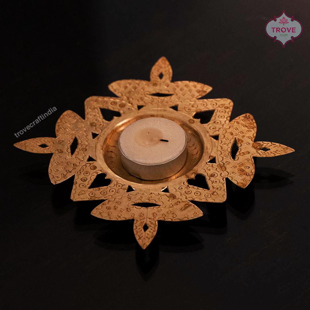 Hand-etched Brass Tea Light Holders Diyas - Image 6