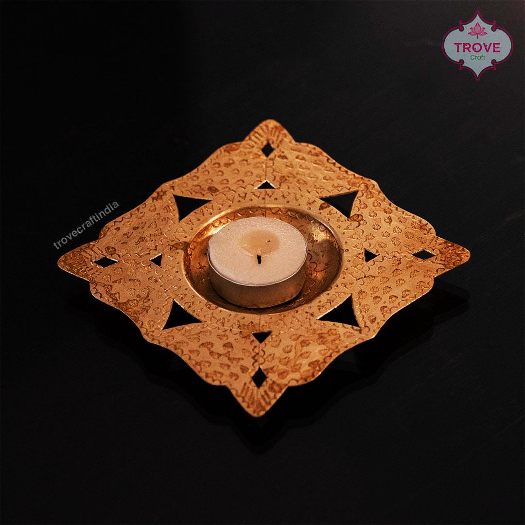 Hand-etched Brass Tea Light Holders Diyas - Image 8