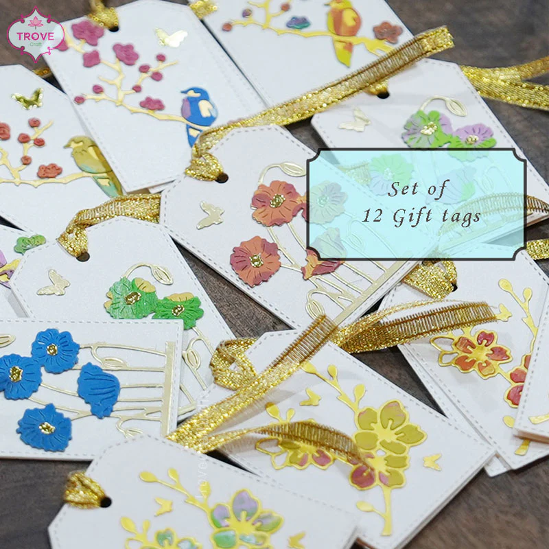 Set of 12 Designer Gift Tags - Dye Cut & Hand-Painted - Image 3