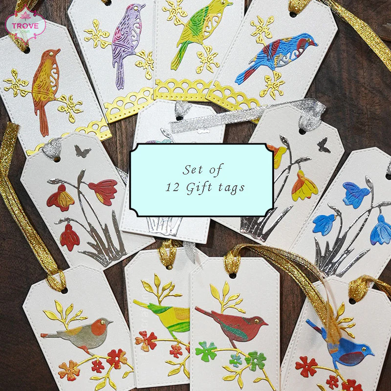 Set of 12 Designer Gift Tags - Dye Cut & Hand-Painted - Image 4