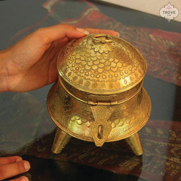 Traditional Hand-etched Brass Storage Box - Image 5
