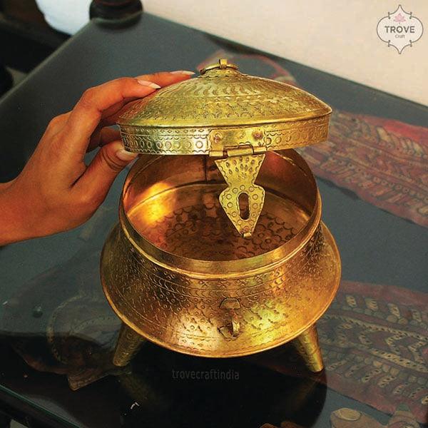Traditional Hand-etched Brass Storage Box - Image 6